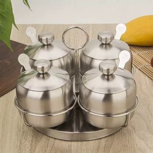 4pcs Seasoning Spice Jar Rotation Condiment Set